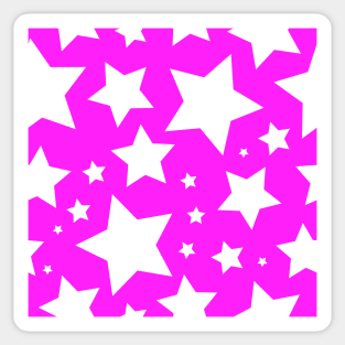 White star print on bright pink Sticker